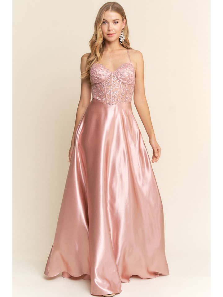 Maniju - Vente Robe de soirée – femme - ROBE LONGUE CORSET AVEC DÉTAILS PAILLETÉS8