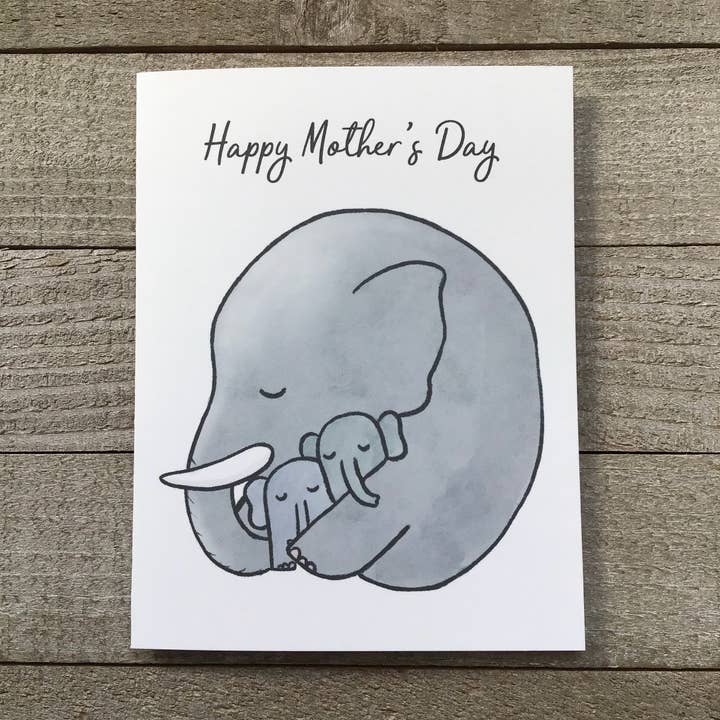 Elephant with Two Babies - Mother's Day Card for wholesale by Ink Delights