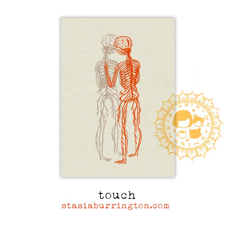 Postcard - Touch - nervous systems for wholesale by Stasia Burrington Illustration