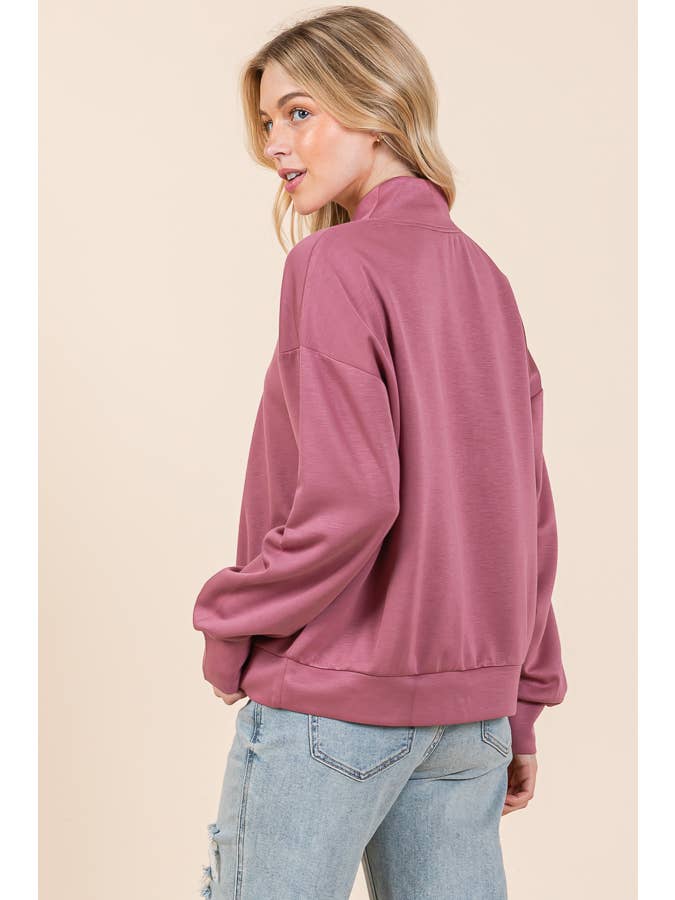 LIME N CHILI - Wholesale Sweatshirt - Women's - 2024 NEW - Scuba Zip Up Loose Long Sleeve Sweatshirt