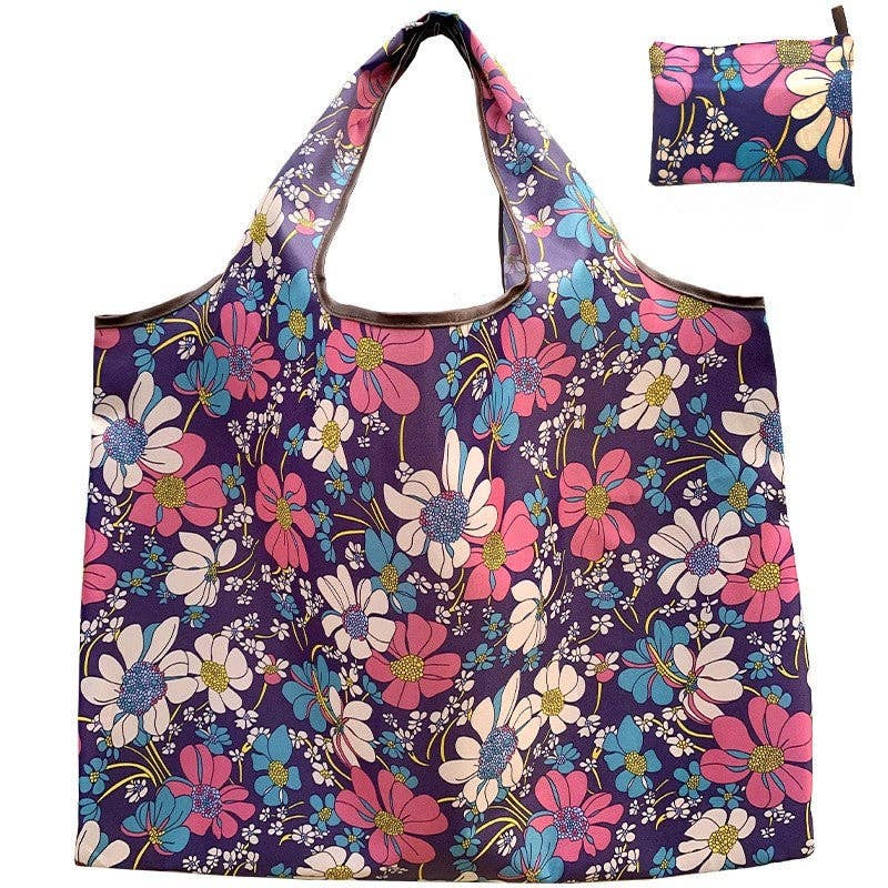 FurDecoration - Wholesale Grocery/Shopping Bag - Foldable Portable Reusable Shopping Bag With Floral Print7