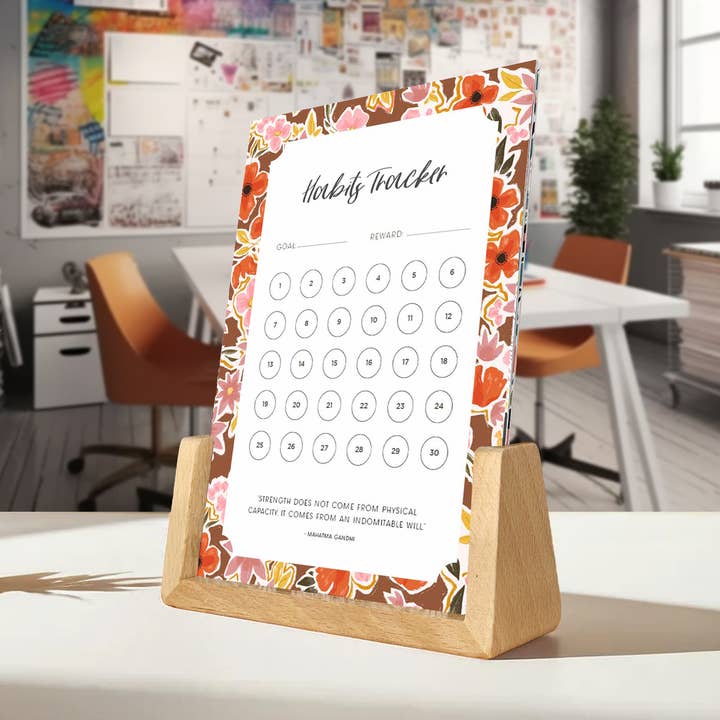 Floral Patterned Habit Tracker | 30-Day Challenge | USA Made for wholesale by Todo Bien Design Inc