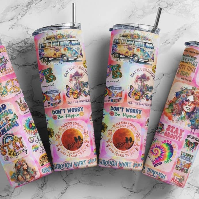 Boho Hippie Life Becher, 20 Unzen für den Großhandel von Knotted Gypsy Designs