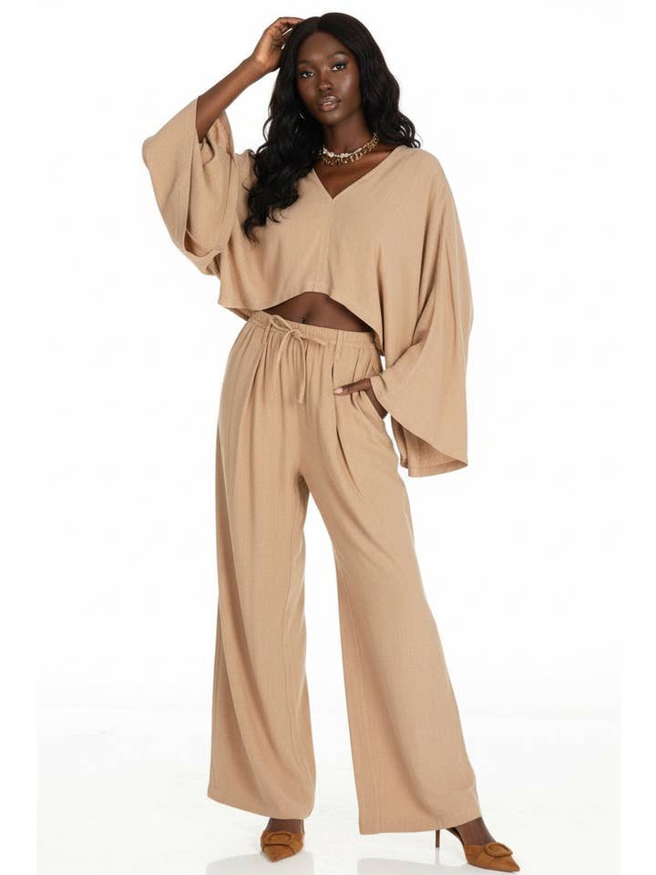 5besties inc - Wholesale Top & Pant Set (NOT Loungewear) - Women's - SOLID LINEN 2PC. SET2