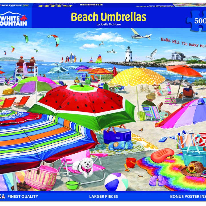 White Mountain Puzzles - Wholesale Puzzle - Adult - Beach Umbrellas (1806pz) - 500 Piece Jigsaw Puzzle1