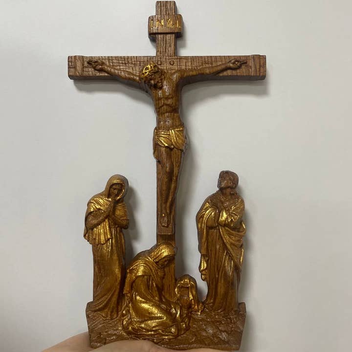 KozakWorkshop – wholesale Wall cross – Wall Wooden Carved Golgotha on stand14