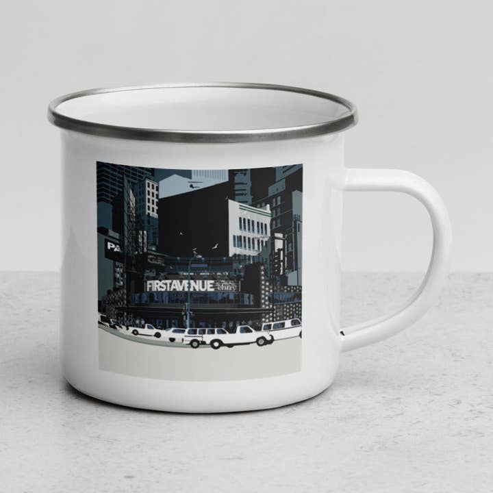 Landmark MN | First Avenue Minneapolis em Caneca de Esmalte Branco por atacado de Legendary Landmark Art Prints