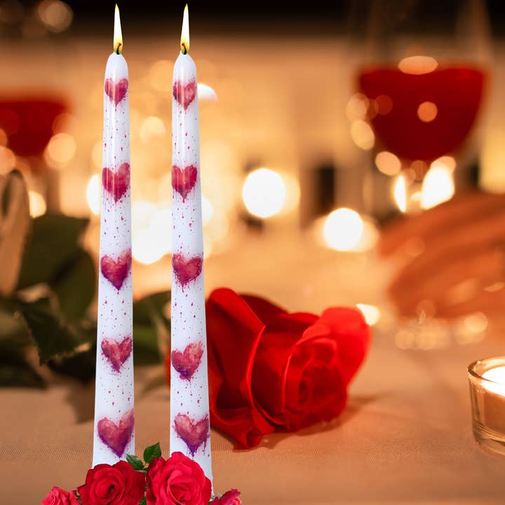 Designs by Michaela - Wholesale Tapered Candle/Candlestick - Valentine Red Hearts Love Taper Candle
