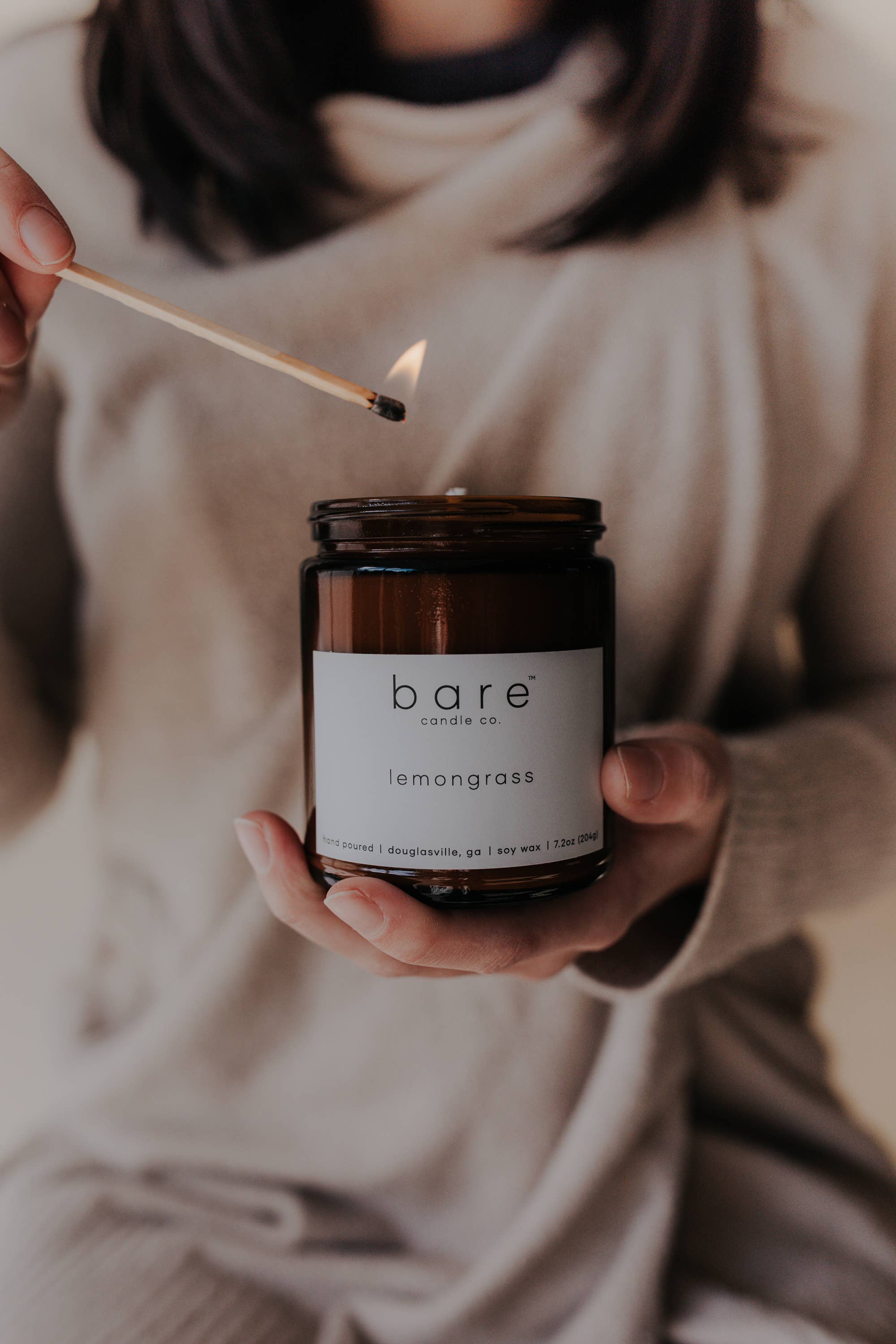 Bare Candle Company - Wholesale Jar/Filled Candle - Lemongrass Soy Candle 7.2oz2