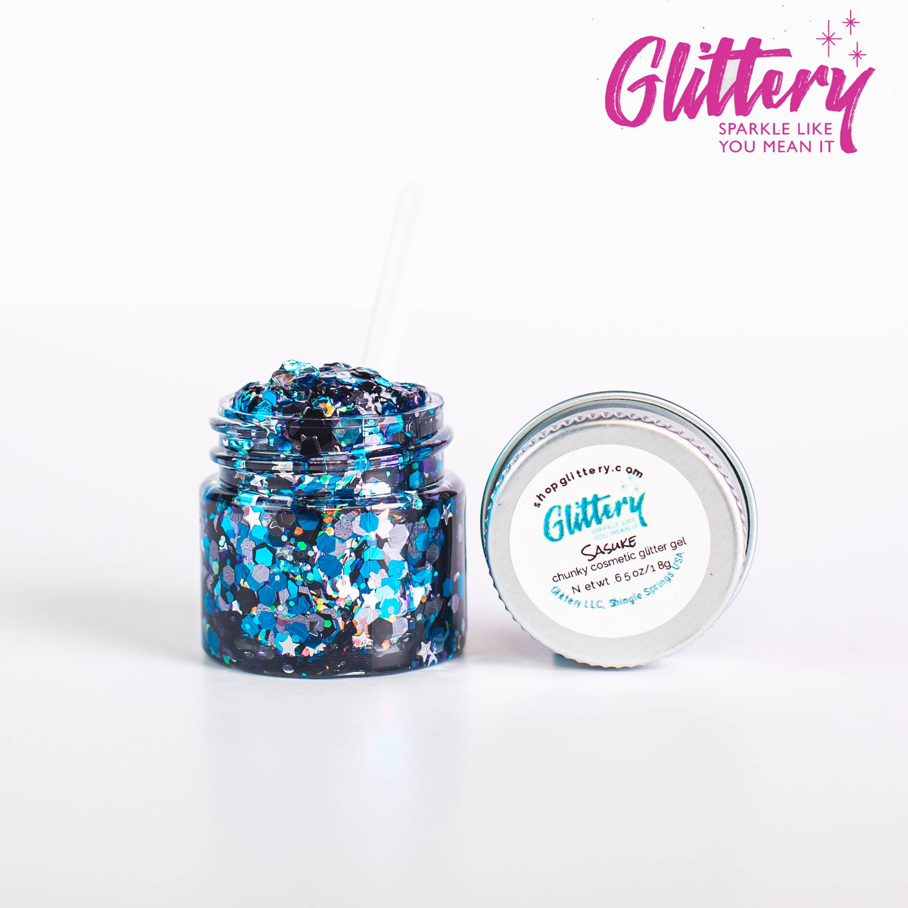 Glittery - Edible, Cosmetic and Biodegradable Glitter Products - Vente Paillettes pour le corps - Coffret mixte de 50 gels pailletés pour visage et corps16