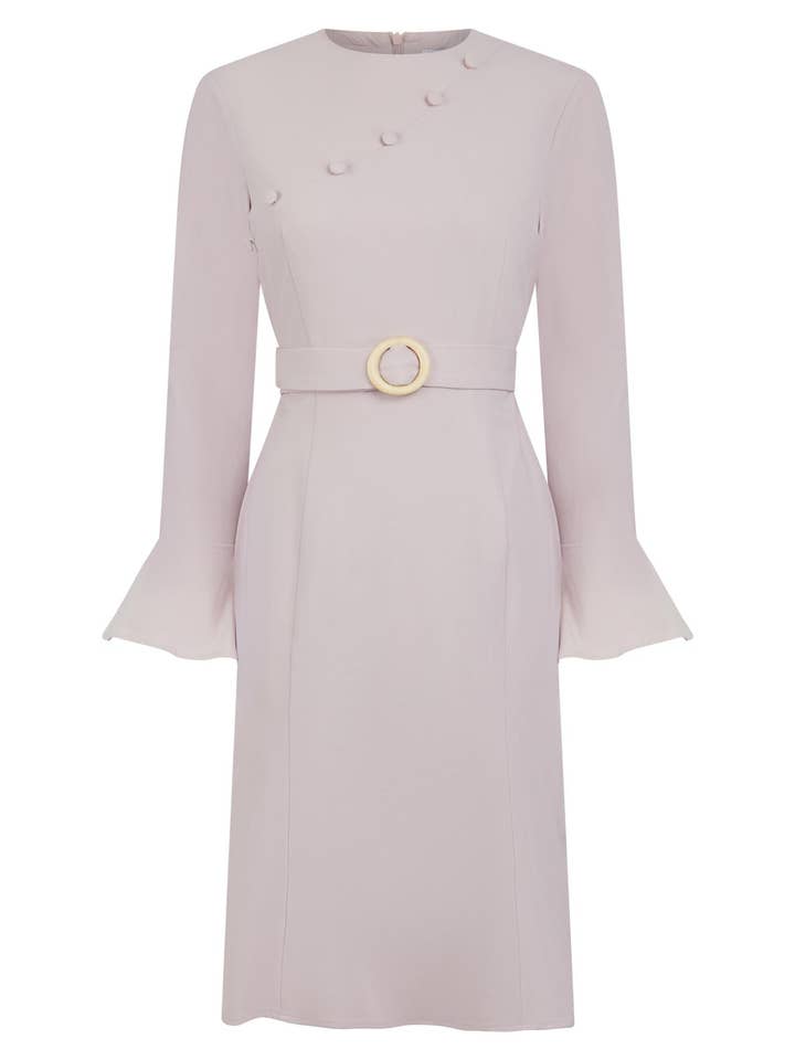 Elegant pink A-line Belted Dress for wholesale by K-win London