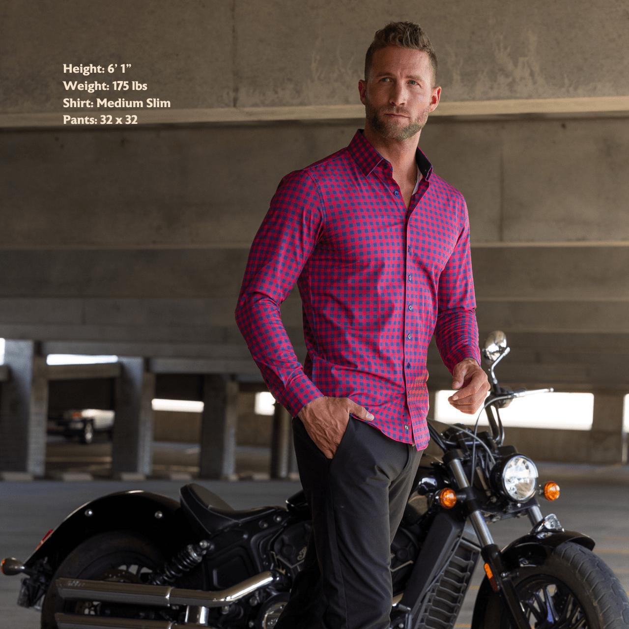 Tough Apparel - Venta al por mayor Camisa con botones - Hombre - Camisa Deportiva Hustle - Manga Larga - Cuadros Rojo y Azul Marino2