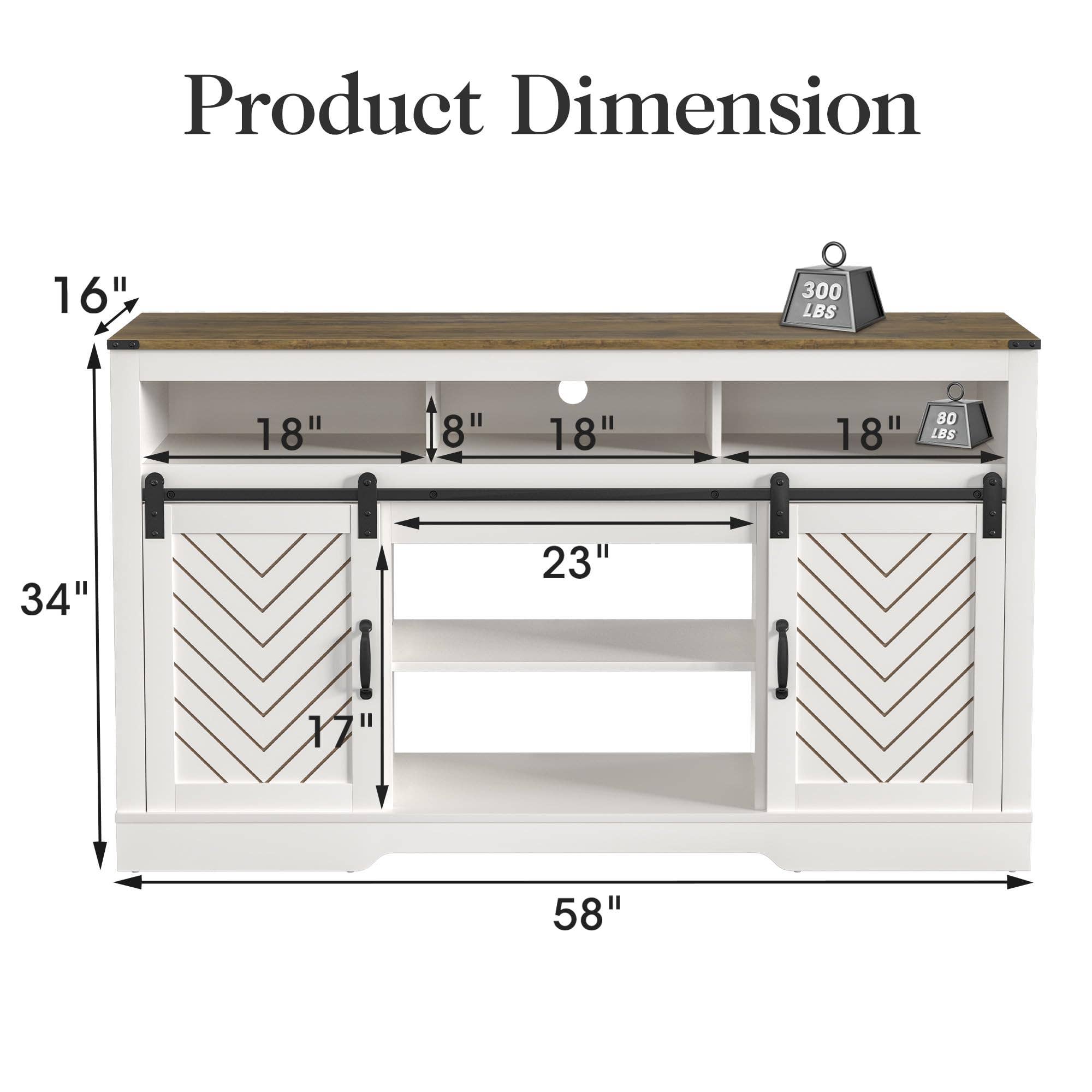 Heynemo - Wholesale Console Table - Farmhouse TV Stand for 23" Fireplace with Sliding Bar Door4