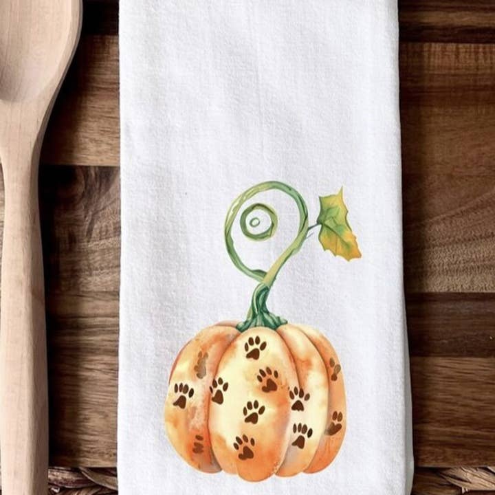 Pumpkin With Paw Prints Towel for wholesale by Peach Closet