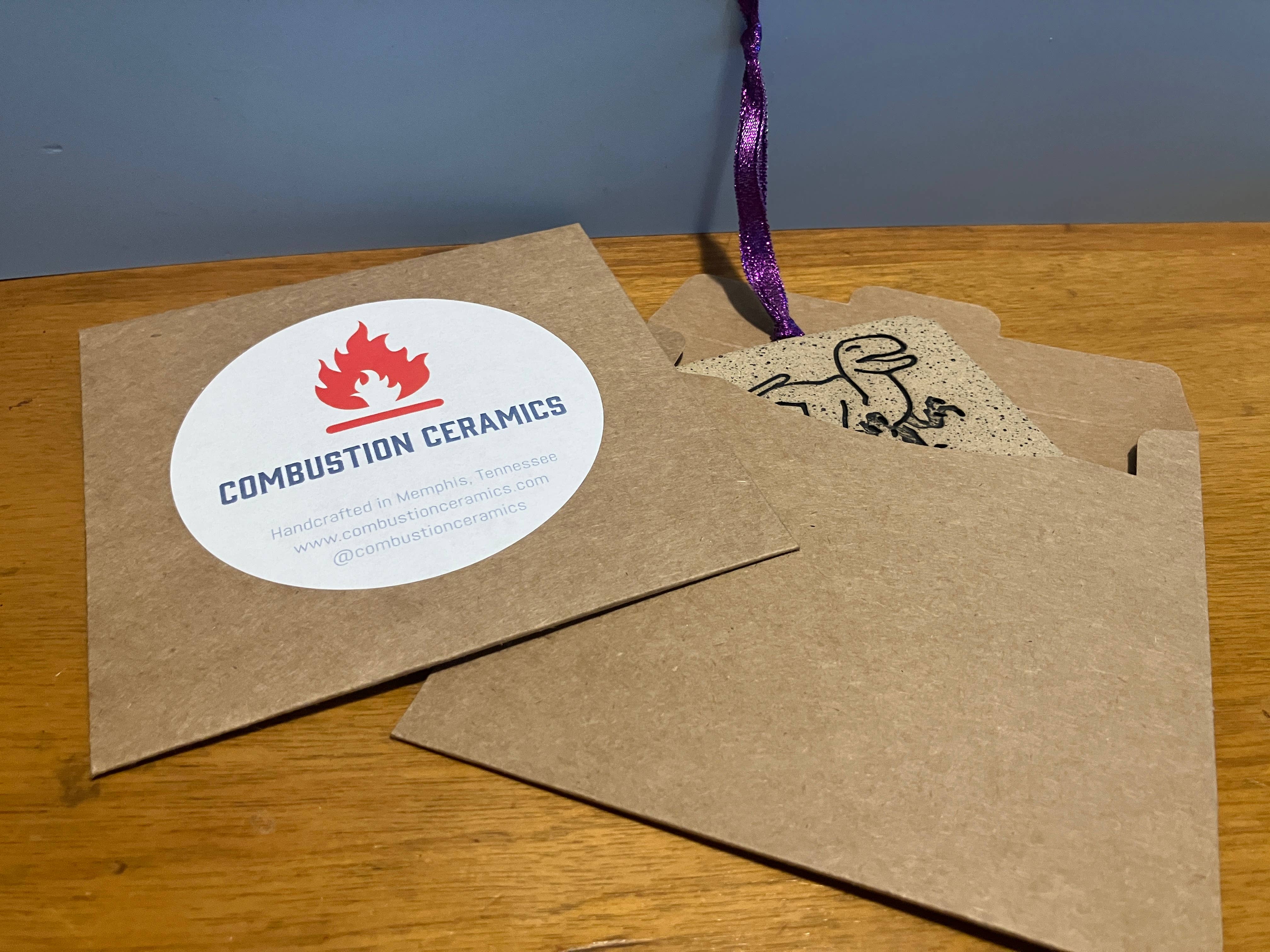 Combustion Ceramics - Wholesale Ornament - Clever Girl Ceramic Dinosaur Ornament2