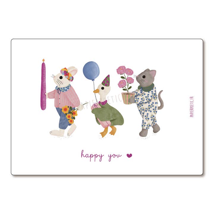 Vykort / Kort "Partydjur" för wholesale av Papier Poetic