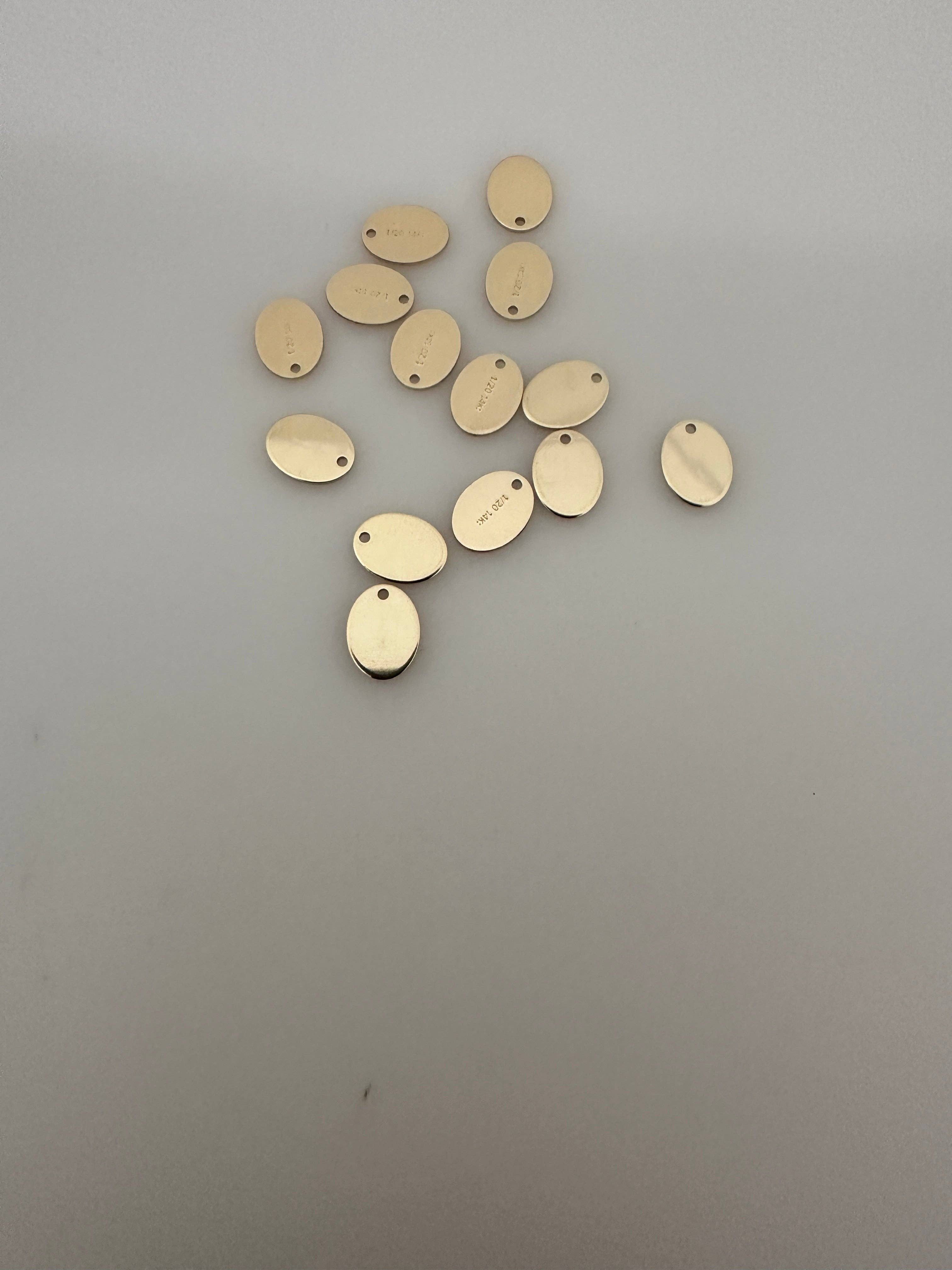 Purity Beads - Wholesale Individual Charm/Pendant - 14 K Gold Filled Oval Disc 14Pcs In Pack Size : (7.3X5.5MM) 0.8MM HOLE2