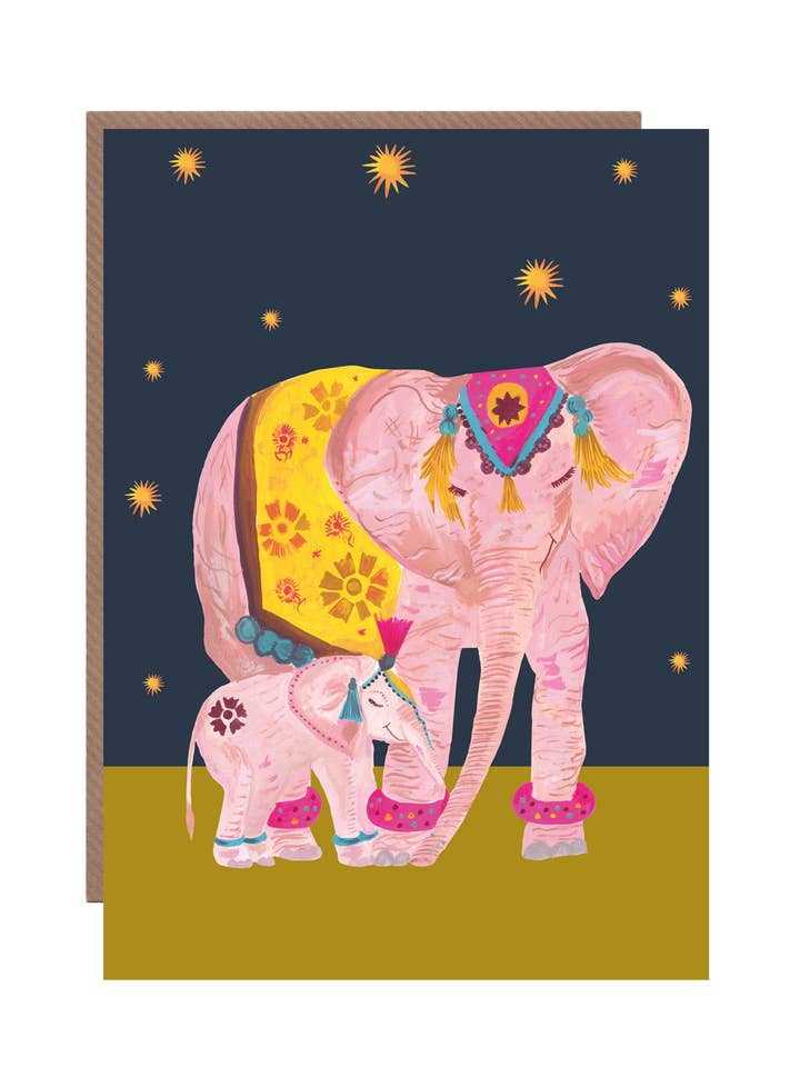 'Elephant and Child' Greetings Card for wholesale by Hutch Cassidy