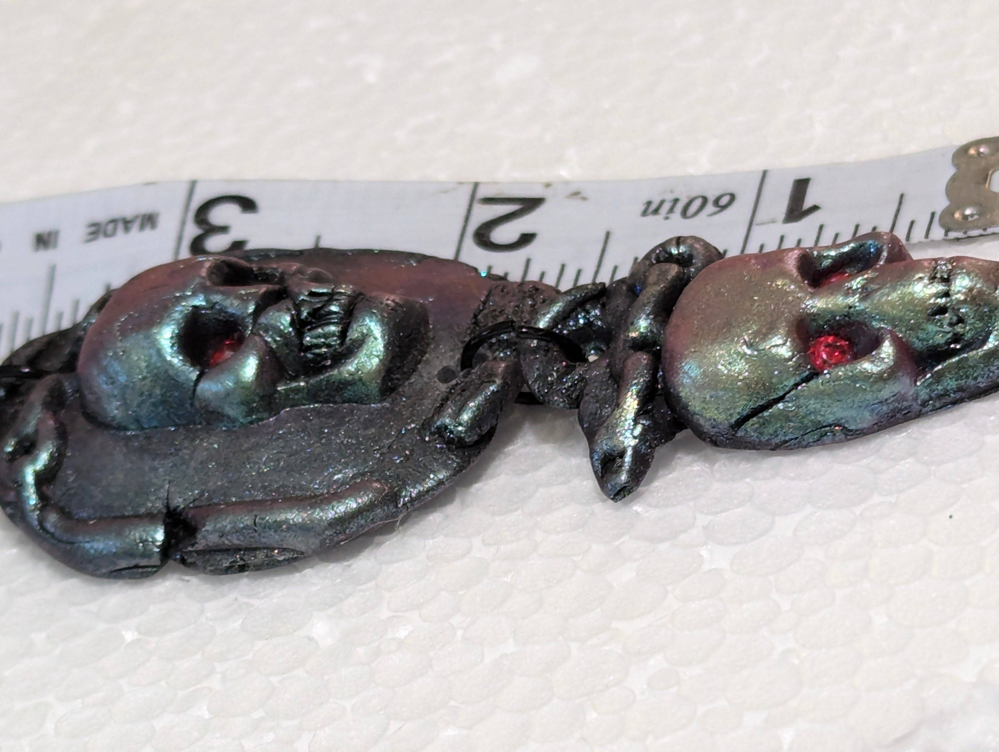 Gay Isber Designs - Wholesale Pendant/Charm Necklace - Spooky Skull Necklace Handmade Halloween Jewelry by Sugar Gay Isber – One-of-a-Kind, Ready to Ship! 22 inch black chain Unisex6