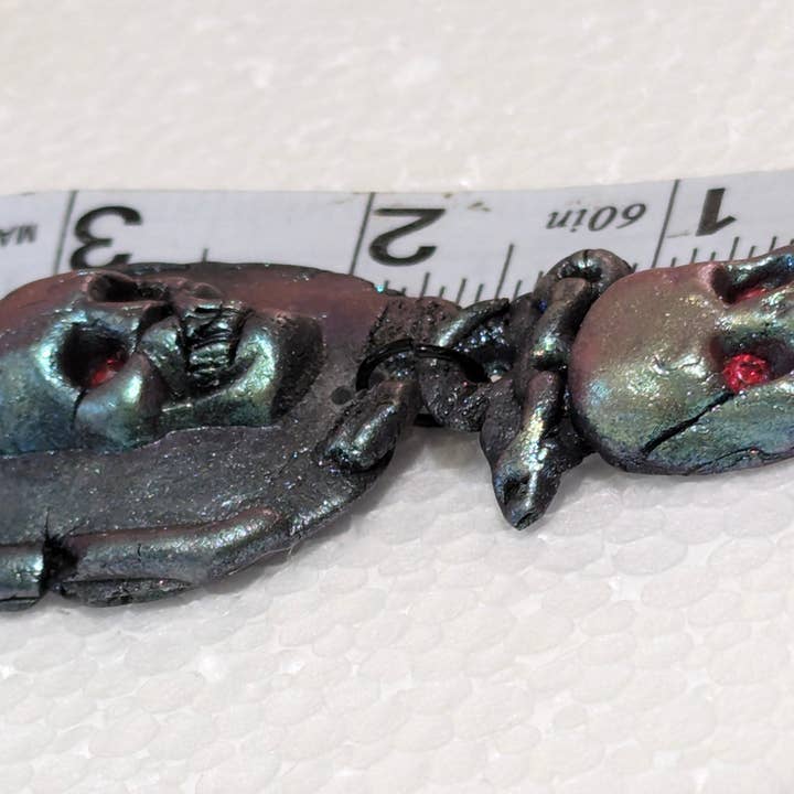 Gay Isber Designs - Wholesale Pendant/Charm Necklace - Spooky Skull Necklace Handmade Halloween Jewelry by Sugar Gay Isber – One-of-a-Kind, Ready to Ship! 22 inch black chain Unisex6