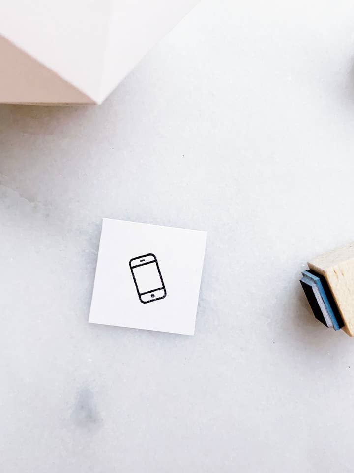 Cell Phone Rubber Stamp • Small Social Media Rubber Stamp for wholesale by Papergram