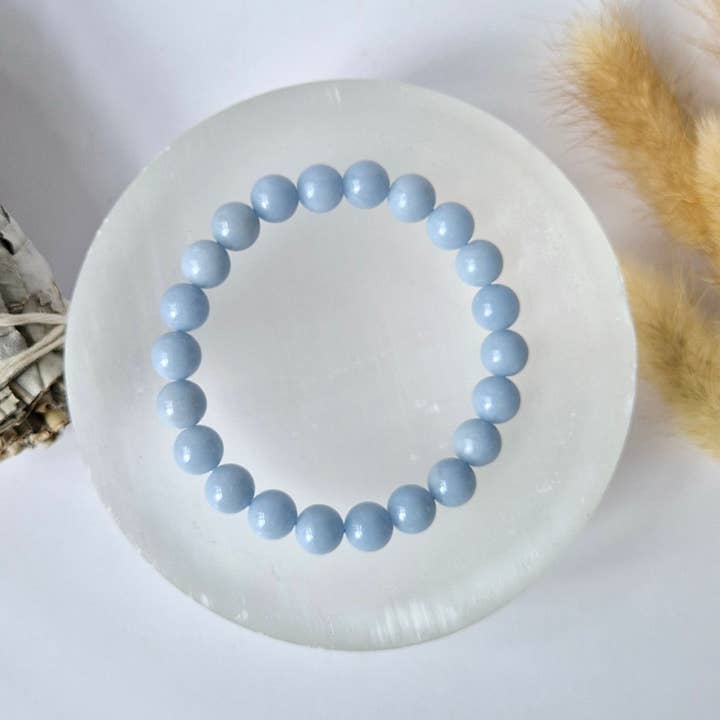 Ädelstensarmband med 8 mm pärlor - Angelit för wholesale av Moonlight Gemstones