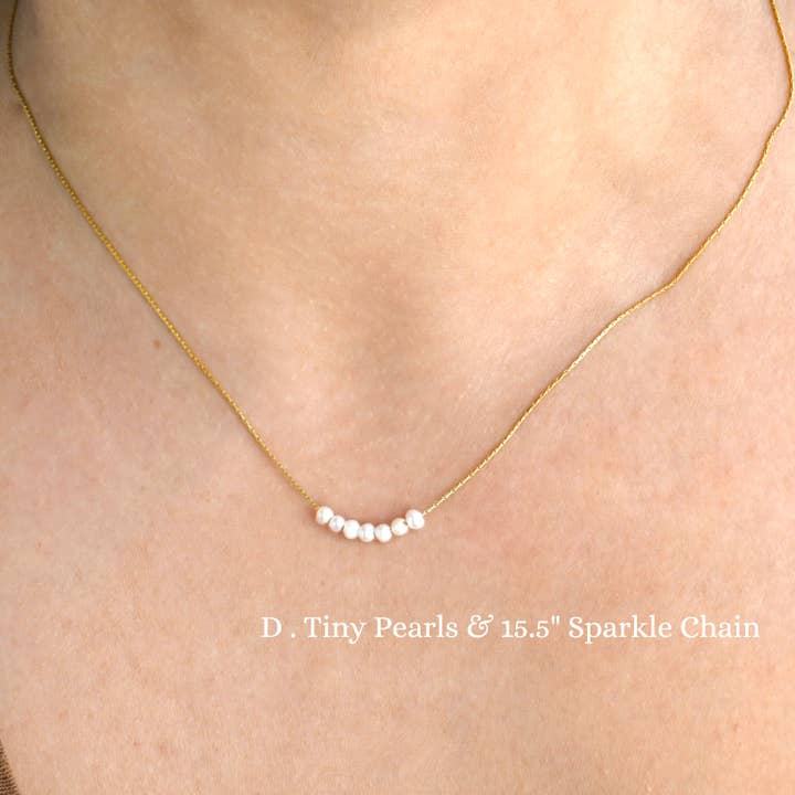 Blueyejewelry - Vendita all'ingrosso Collane di perline/perle - Collane con catena di perle dorate - catene assortite impermeabili5