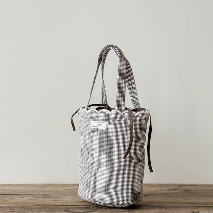Gingham Quilted Scalloped Edge Tote Bag - Dalaga Bag for wholesale on Faire3