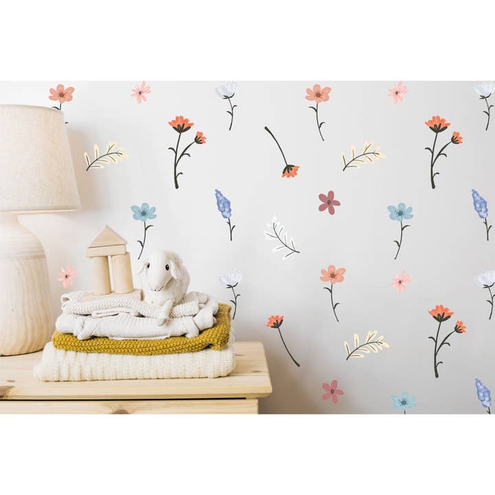 Hello Beautiful Designs – Großhandel Wandtattoo/-sticker – Wandaufkleber Boho Blume Kinderzimmer Wandaufkleber Mädchen Kinderzimmer Wandtattoo Neutral Kinder Boho-Raumdekor Blumenaufkleber Schlafzimmer Blumenwand