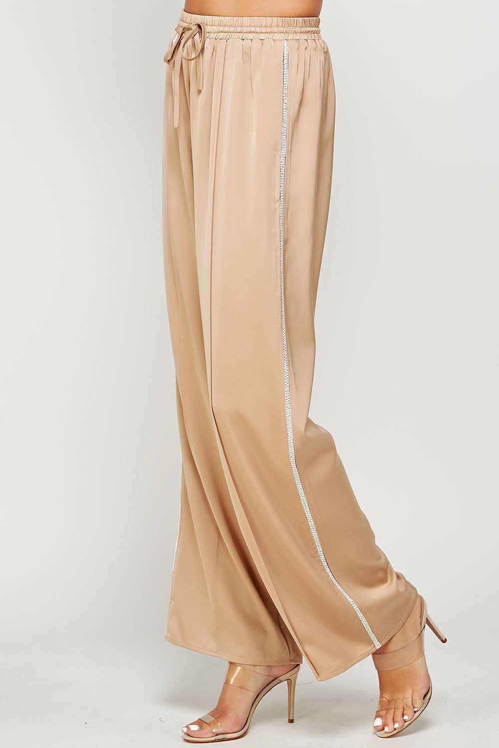 Strut & Bolt - Wholesale Pants - Women's - Rhinestone Trim Satin Track Pants10