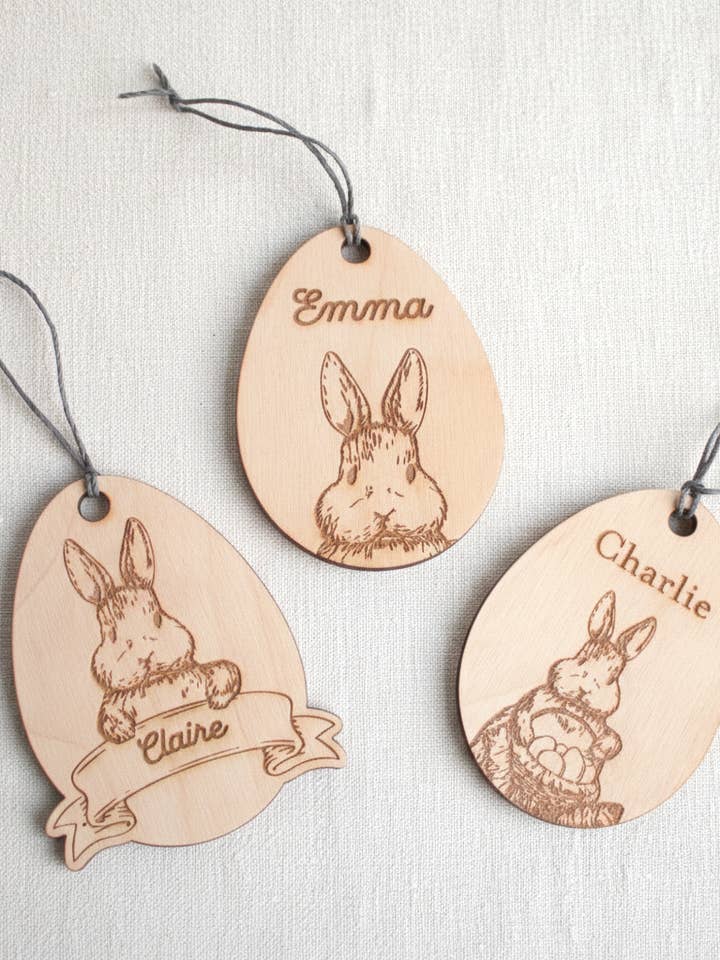 Étiquettes d'œufs personnalisées pour panier de Pâques pour la vente par Haven Print Co.