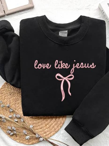 Love Like Jesus Bow Embroidered Shirt for wholesale by Gospel Gear Co