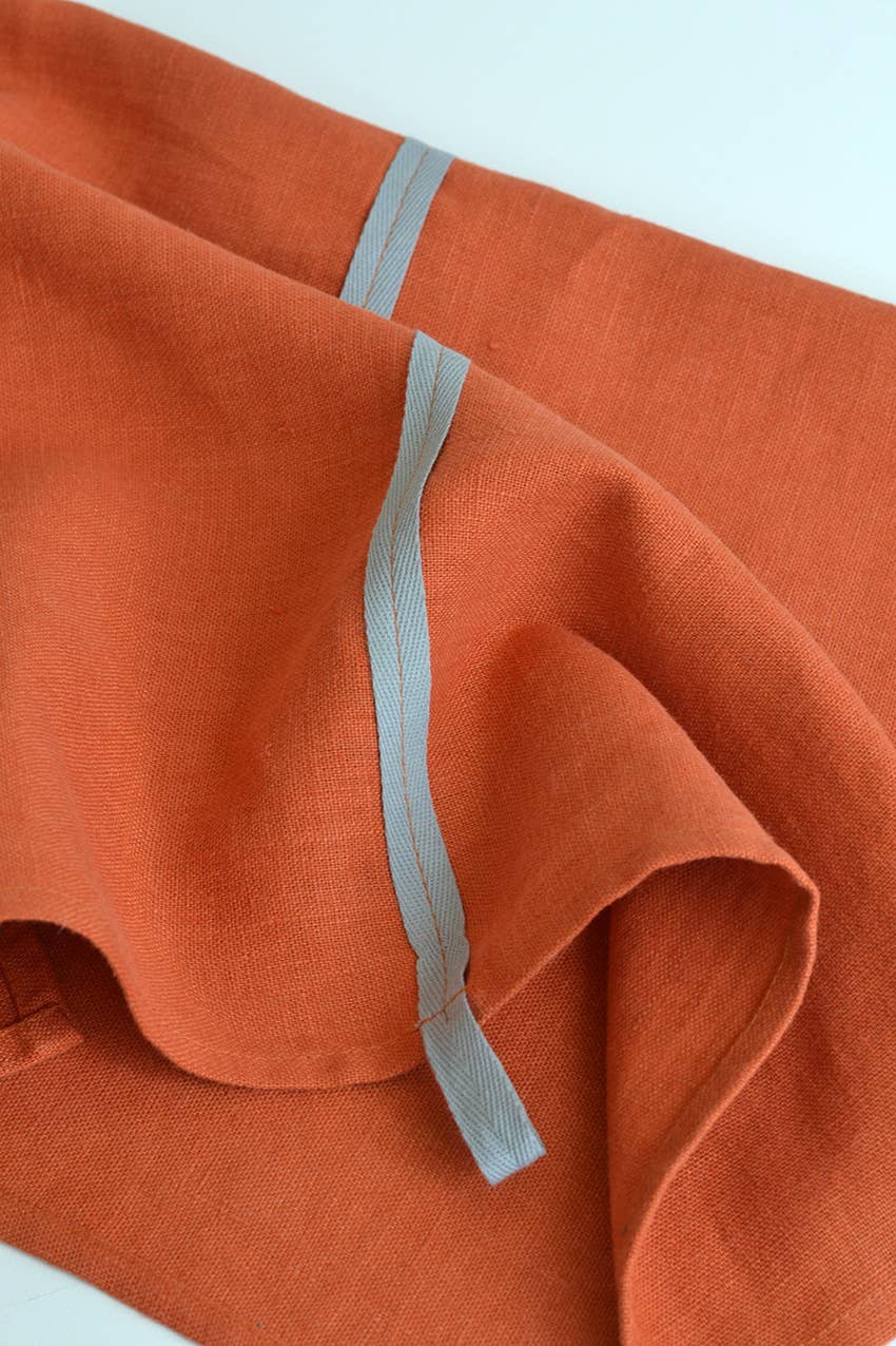 Linen Way Inc. - Wholesale Tea Towel - Tangerine Dream Linen Tea Towel Orange & Grey1