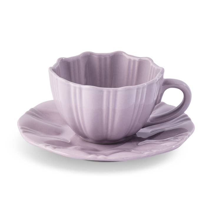 8.5oz Flower Teacup/Saucer - LLH for wholesale by Core Home