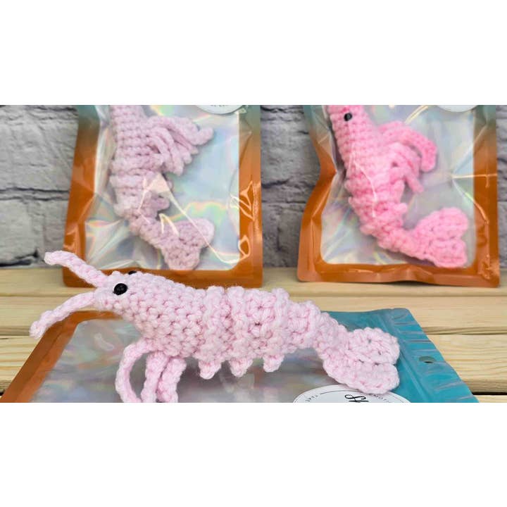 TOMOPOD LLC - Wholesale Car Decorative Charm - Women's - Crochet Cute Shrimp, Handmade Stuffed Prawn,Amigurumi Shrimp1