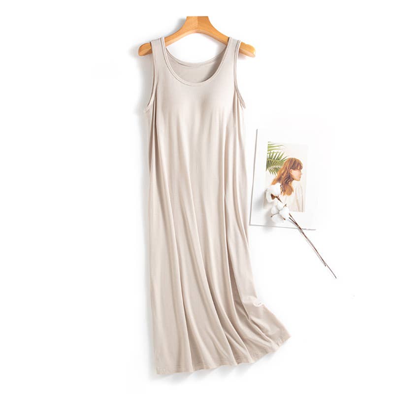 HIDDENBRAND - Wholesale Dress - Women's - Daily built-in bra tank dress lounge sleeveless dress1