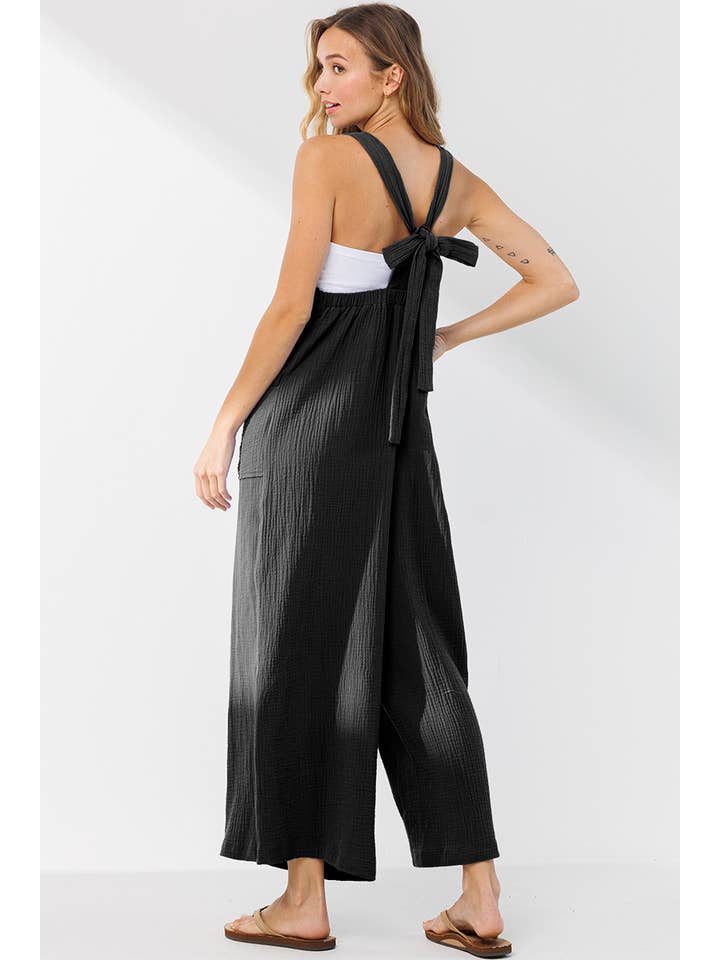 Ces Femme USA - Wholesale Jumpsuit - Women's - Cotton Gauze Solid Wide leg Jumpsuit / BI6881