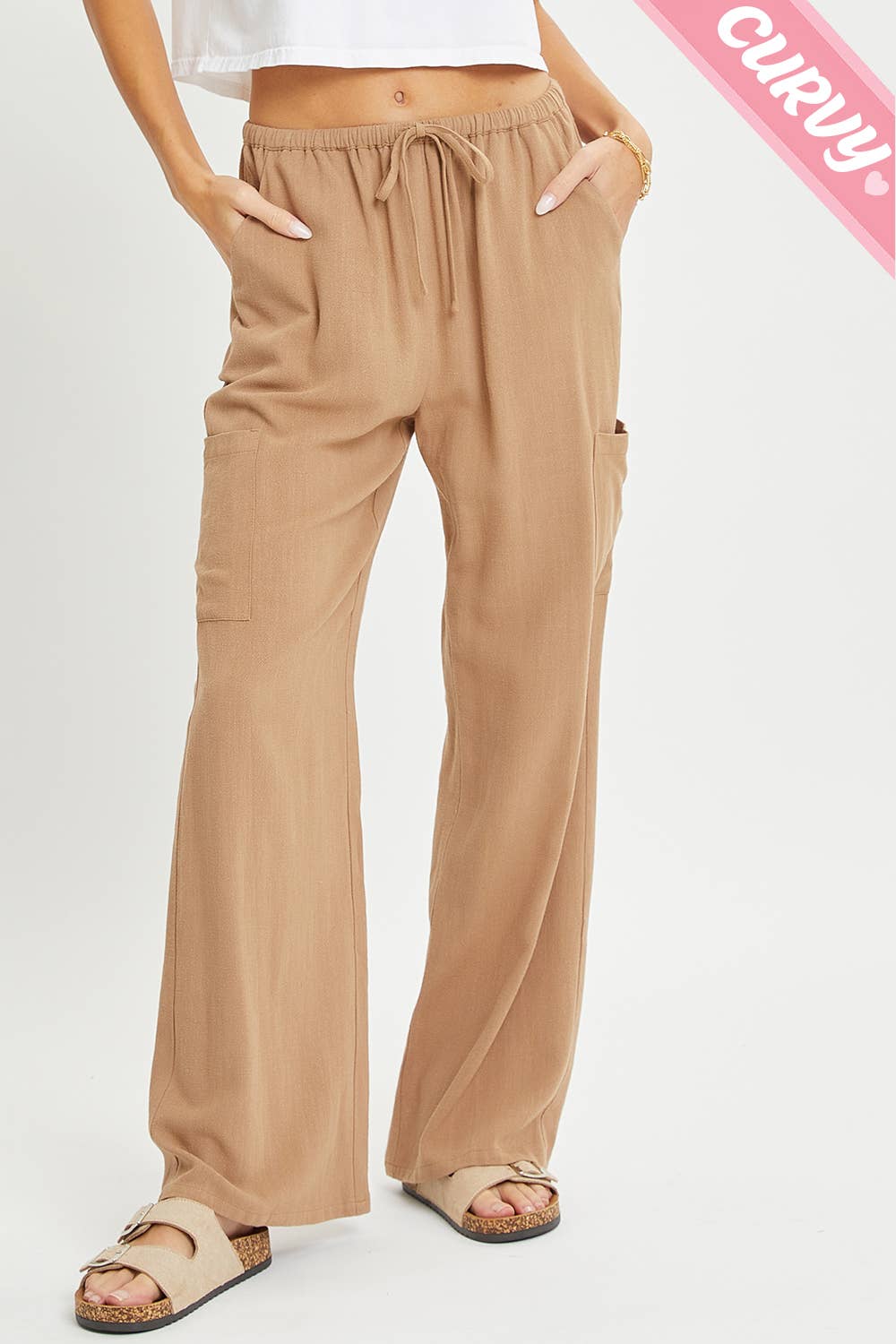 Sweet Lovely by Jen - Wholesale Pants - Women's - PLUS SIZE LINEN- BLEND PULL-ON-PANTS13