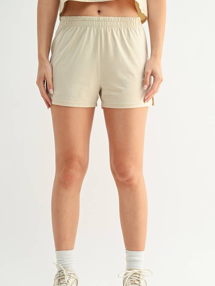 Mono B - Wholesale Lounge Shorts - Women's - Air Essentials Foldover Waist Mini Lounge Shorts