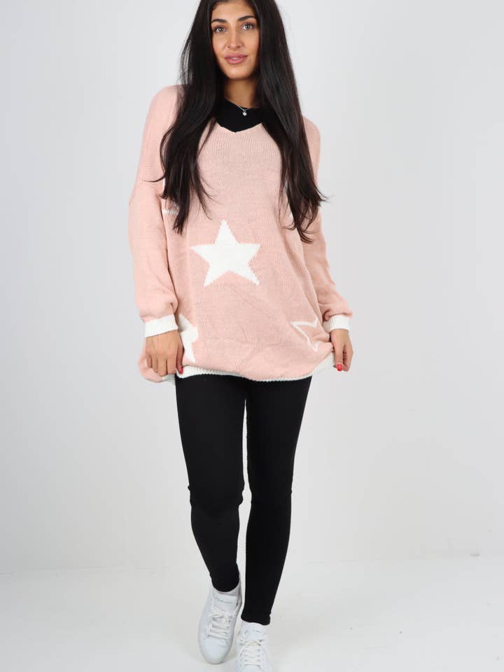 Miss Bold – wholesale Tunic sweater – Women’s – Italian Oversized Star Print Long Sleeve Jumper37