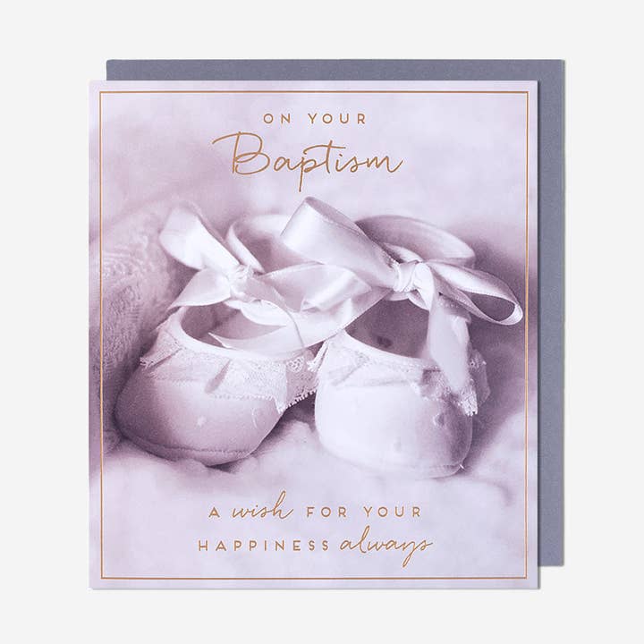Baby Booties Baptism Card for wholesale by Pigment Productions Ltd