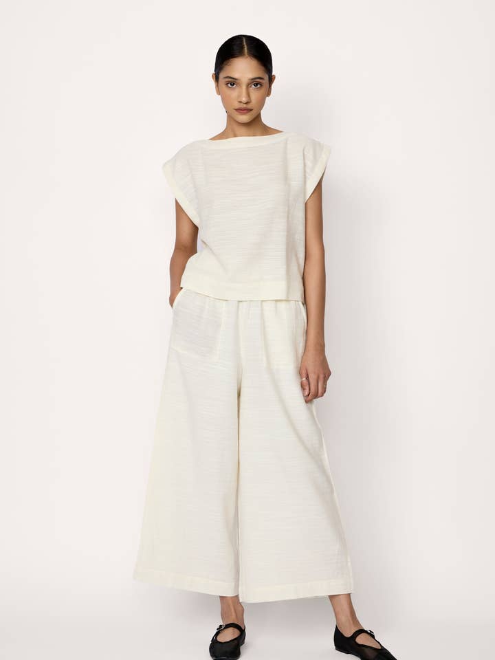 Off White Everyday pant- ivory organic cotton for wholesale on Faire