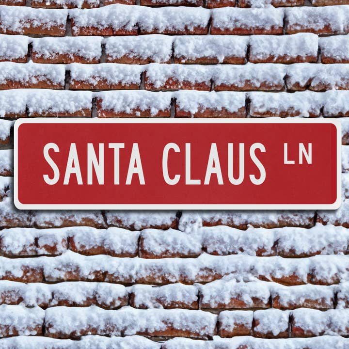 Santa Claus Lane Metal Sign for wholesale by 9th Letter Press