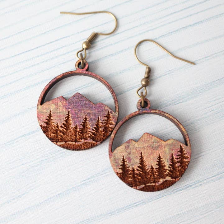 Nine Mile Creative - Wholesale Dangle Earrings - Weathered Mountains Wood Dangle Earrings2