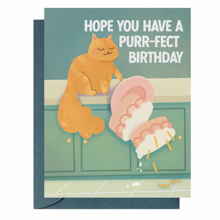 Perfect Cat Birthday Card for wholesale by Happy Little Paper Co