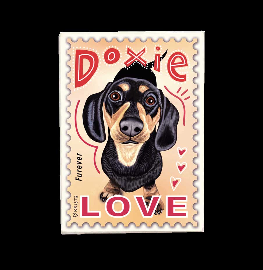 Retro Pets - Wholesale Magnet - MPO-DA Magnet 4-pack, Dachshund (B/T) LOVE3