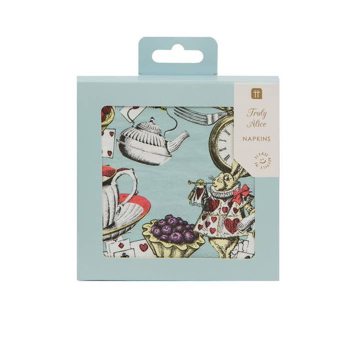 Alice in Wonderland Blue Cocktail Napkins - 20 Pack for wholesale by Talking Tables USA