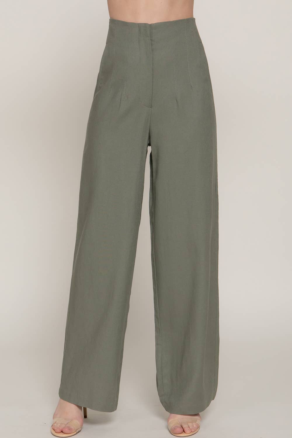 Active Basic | Active USA - Wholesale Pants - Women's - High Waist Pintuck Detail Straight Linen Pants12