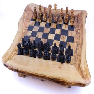 Olive Wood Chess Set- Small Sized Chess Board at BeldiNest