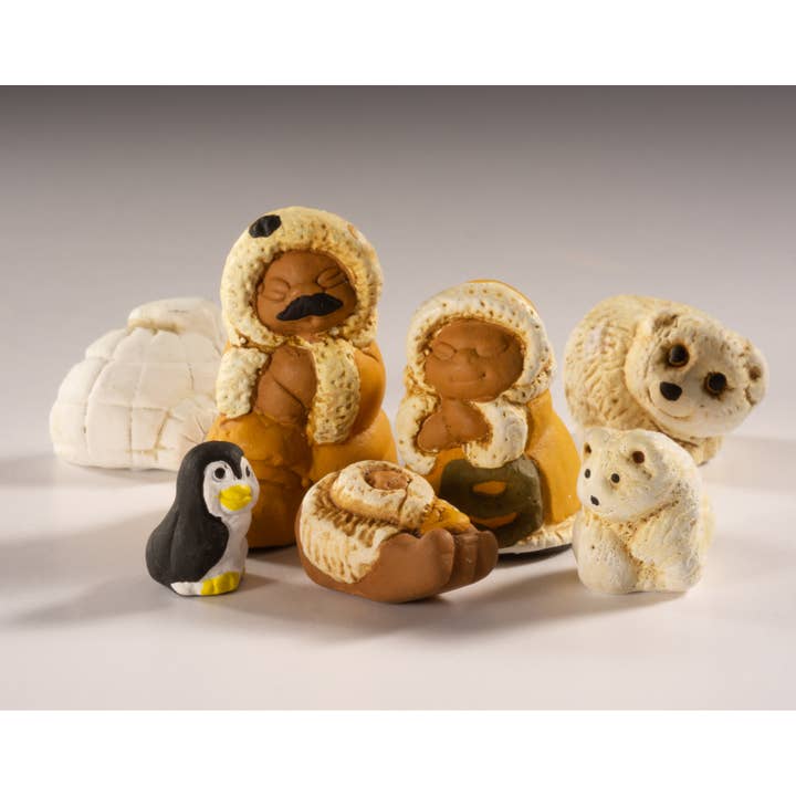 Lucuma Designs - Wholesale Nativity Scene Decor - Polar - Mini Nativity Set of 7, 1"H - Ethically Made